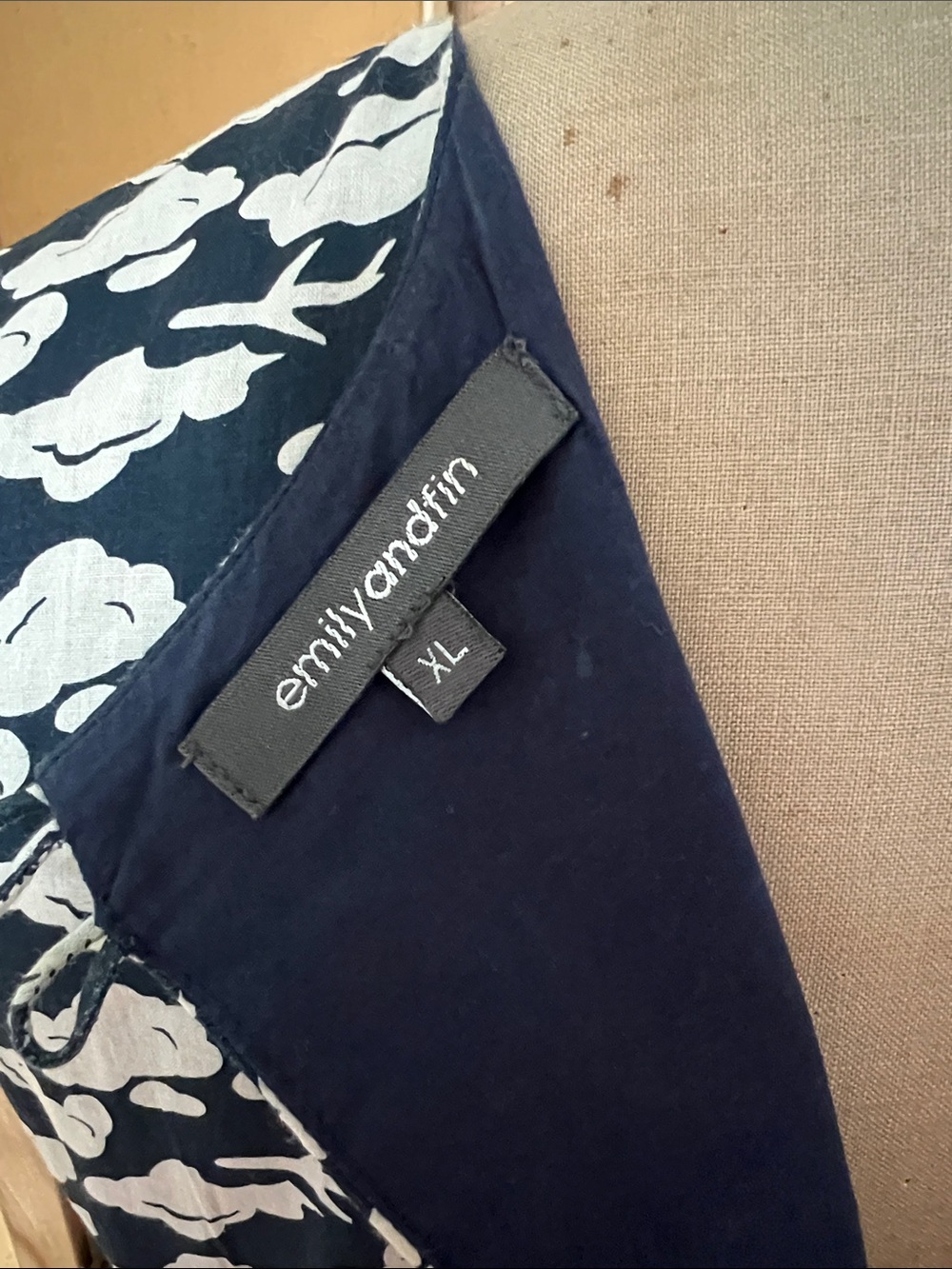 Navy and White Cloud-Print Sleeveless Fit & Flare Mini Dress - Picture 4 of 4